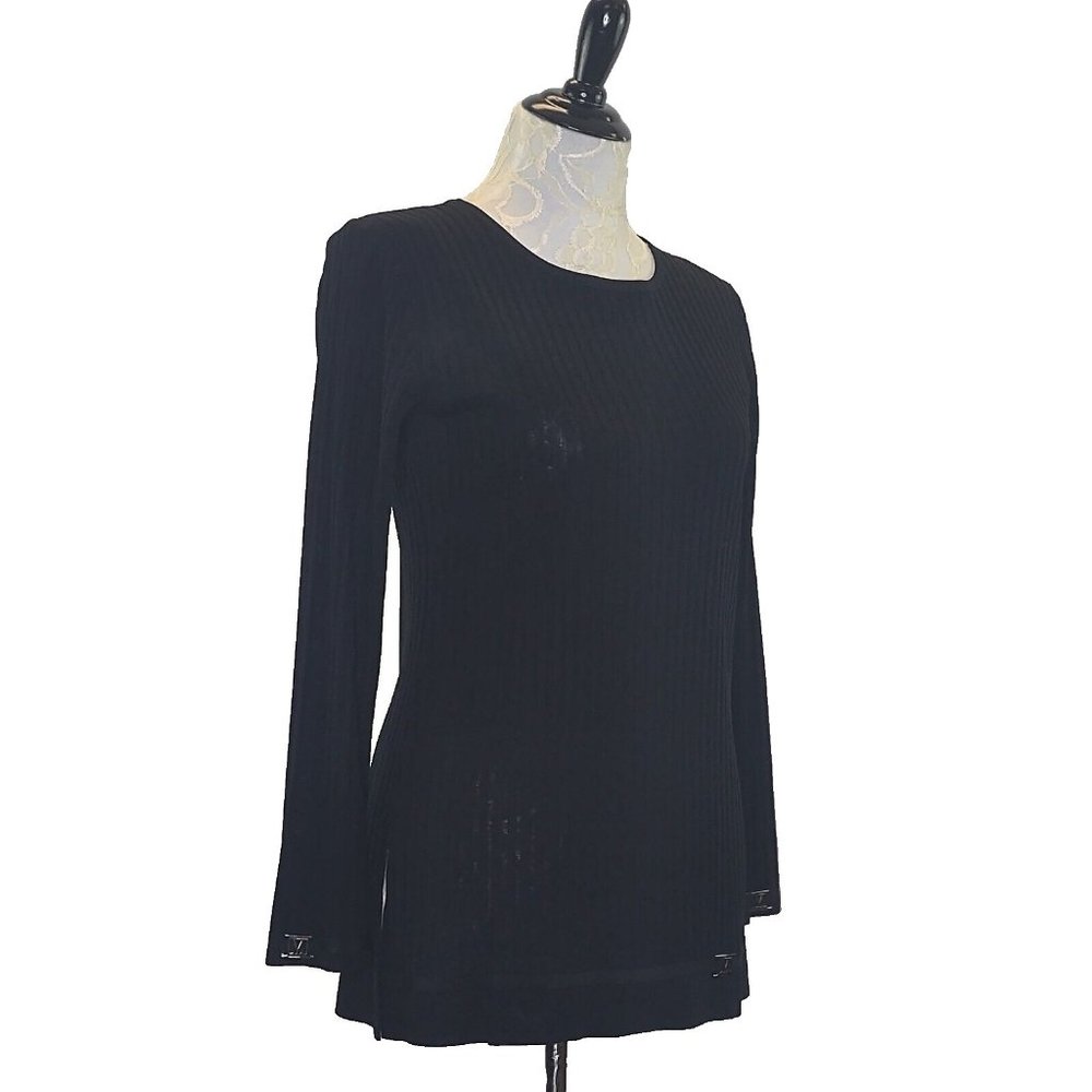Exclusively Misook Black Ribbed Pullover Sweater - image 2